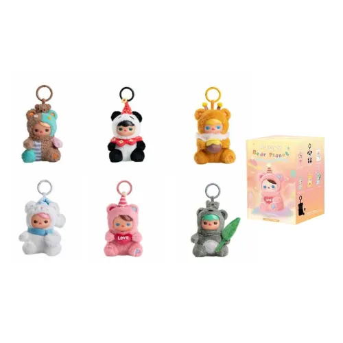 POP MART Pucky Bear Planet Коллекция Слепые коробки Один Mystery Коробка Целая коробка 12 шт