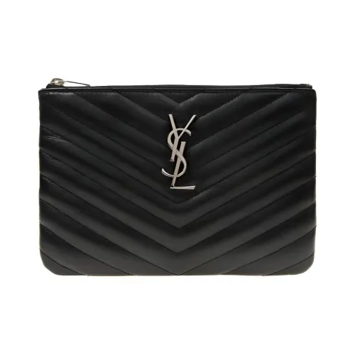 SAINT LAURENT Клатч из коровьей кожи женский черный