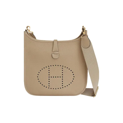 HERMES Evelyne Clemence Bullock Кожа Сумка через плечо Сумка на плечо Женская S2 Тренчкот Бежевый