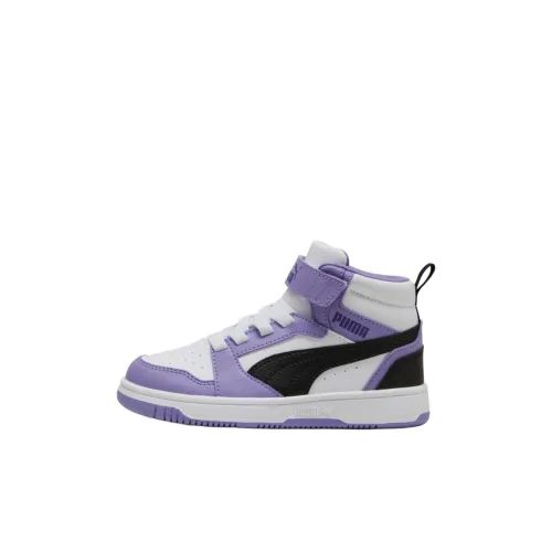 PUMA Rebound v6 Дышащий MID Топ Детский Скейтбординг Фиолетовый Белый Детский