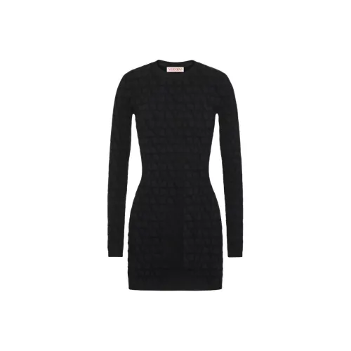 Valentino Длинное платье с длинными рукавами женское черное