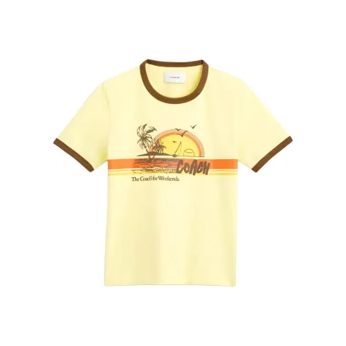 COACH SS25 Стандартная T-рубашка Женская Желтая