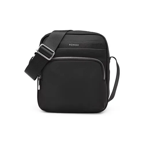 HONGU Сумка через плечо из ткани мужская черная
