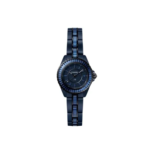 CHANEL J12 BLEU Collection Женские часы Кварцевый механизм Керамика Нержавеющая сталь Ремешок 28 мм Синий циферблат