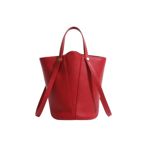 PAYOT Синтетическая кожа Ведрообразная сумка Сумка через плечо Сумка обычная Женская Красная Экрю