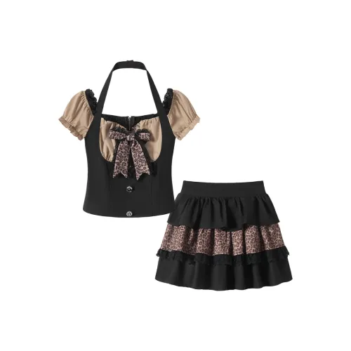 fabric pig Mock Двухкомпонентный комплект: топ + короткая юбка для женщин