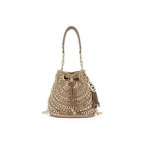 La Carrie Raffia ПУ (полиуретан) Ведрообразная сумка Сумка на одно плечо Женская Чайный коричневый