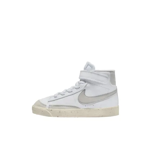 Nike Blazer Mid 77 Устойчивый к истиранию Высокий Топ Детские Скейтбординг Белый Rice Серый Детский