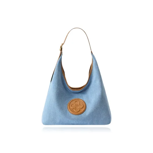 CASSILE Деним Холщовая Сумка-тоут Портативная Подмышечная Сумка на плечо Большая Женская Небесно-голубая с Янтарным