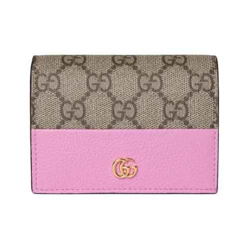 GUCCI GG Supreme Кожа Кошелек Маленький Женский Розовый Бежевый Коричневый