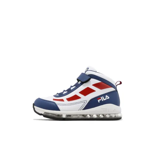 FILA KIDS B801X Противоскользящие устойчивые к истиранию высокие детские баскетбольные кроссовки белые и синие