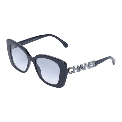 CHANEL Пластиковая оправа стразы бабочка солнцезащитные очки унисекс черный