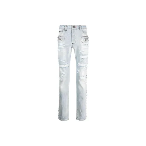 PHILIPP PLEIN Светло-синие мужские джинсы
