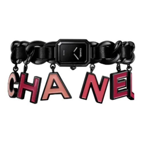CHANEL PREMIERE Наручные часы Кварцевый механизм Нержавеющая сталь Кожаный ремешок 19,7 мм Черный циферблат Женские часы
