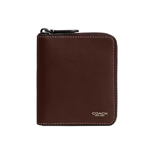 COACH Zip Around Кожа Кошелек Мини Унисекс Кленовый