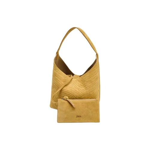 ZARA Сумка через плечо из коровьей кожи женская желтая