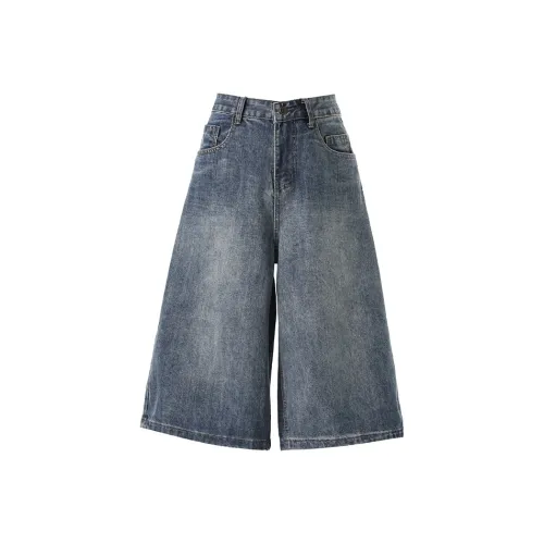 OULUDE Blue Men's Denim Shorts OULUDE Синий Мужские Джинсовые Шорты