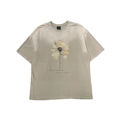 Undermycar SS25 ONCE SACRED Always HOLY Винтаж T Рубашка Овсянка T Рубашка Мужская