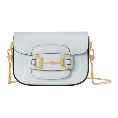 GUCCI Horsebit 1955 Кожаная сумка через плечо сумка на плечо экстра мини женская светло-синяя