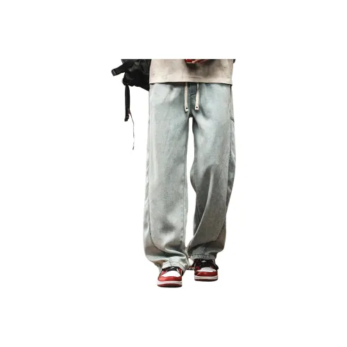 JIELEINUO Светло-синие мужские джинсы