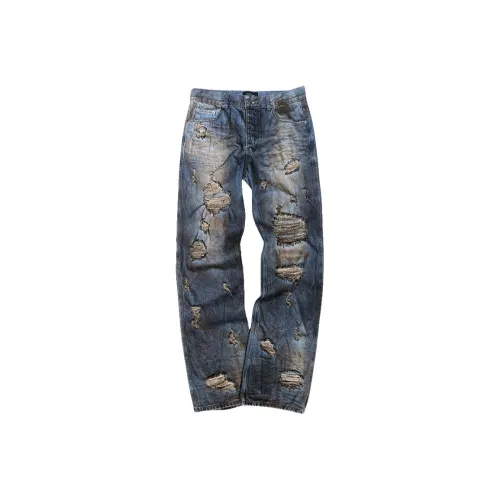 Undermycar SS25 Красный Разрисованный RUST WASHING GRUNGE Джинсы Синий Джинсы Мужской