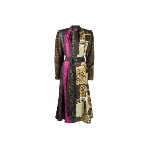VERSACE Многоцветные Женские Длинные Платья с Рукавами