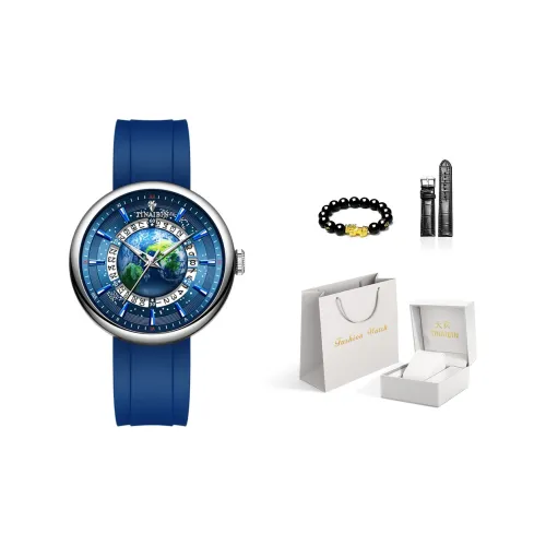 TINAIBIN Blue Planet Collection Механическое устройство силиконовый ремешок мужские часы синий циферблат