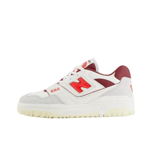 New Balance NB 550 Устойчивые к истиранию низкие кроссовки для скейтбординга унисекс белые и красные
