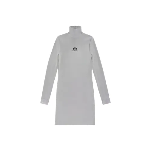 Balenciaga Длинное платье с длинными рукавами женское серое