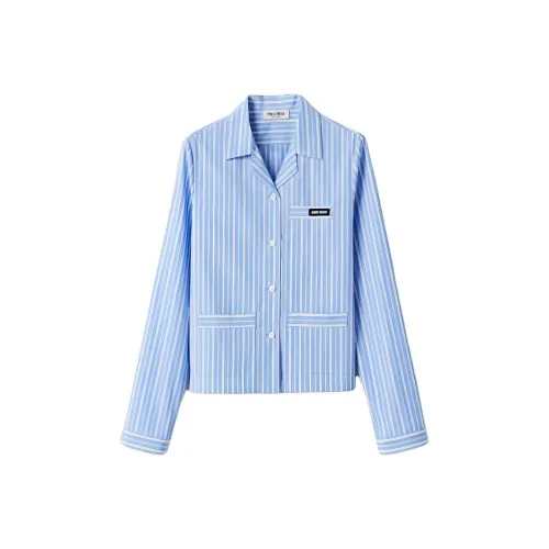 MIU MIU Синие с Белым Lettering Женские Рубашки