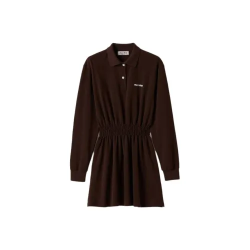 MIU MIU Длинное платье с длинными рукавами женское