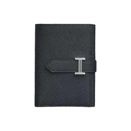 HERMES Bearn Epsom Телячья кожа Кошелек Женские Черный