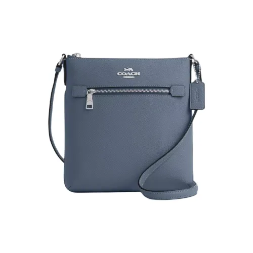 COACH File Крестообразная текстура Кожа Сумка через плечо Мини Women's Silver Light Mist