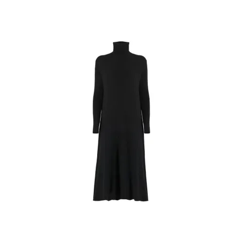 Loro Piana Черное Женское Длинное Платье с Рукавами