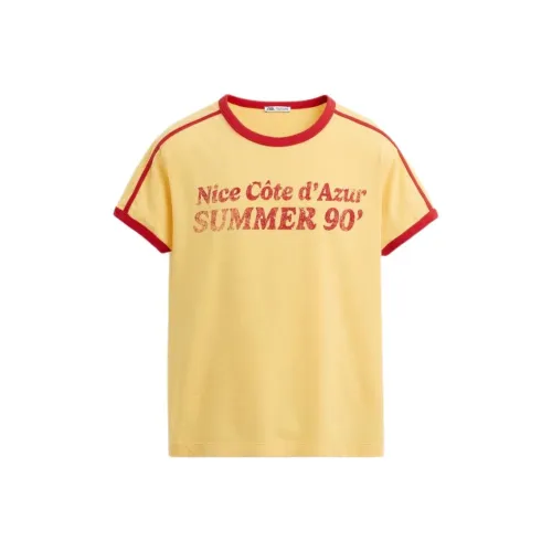 ZARA Желтые Мужские T-рубашки