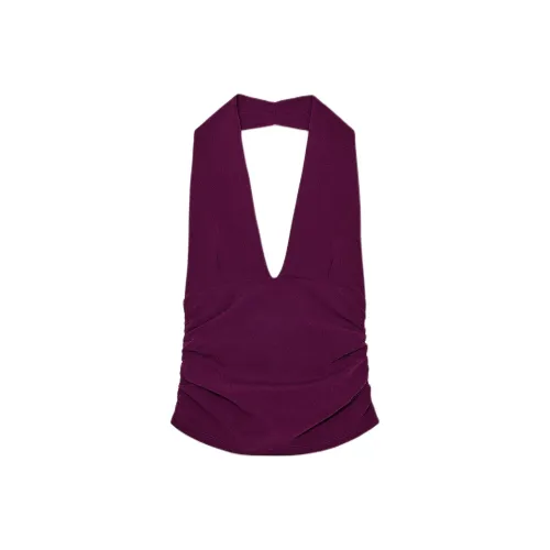 ZARA Женские майки баклажаново-фиолетового цвета