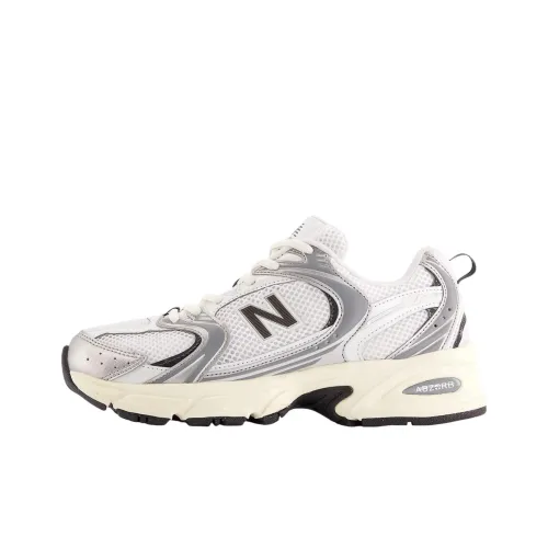 New Balance NB 530 Устойчивые к истиранию низкие беговые кроссовки унисекс белые серебристые