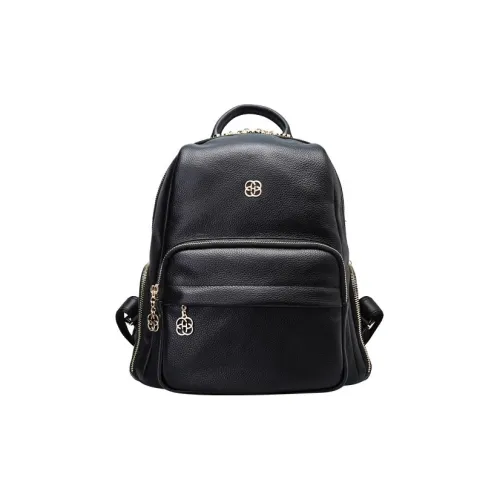 HONGU Рюкзак из коровьей кожи женский темно-черный