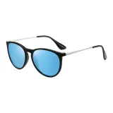9018 Черная оправа с синими зеркальными линзами.