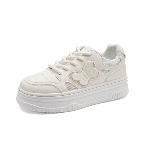 FOXER x MARINO ORLANDI Высота Увеличивающие Устойчивые к Износу Низкие Кроссовки для Скейтбординга Женские Белые