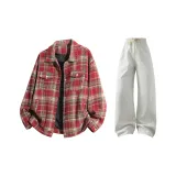 2 пачки (Красный топ + Цветочные белые штаны)