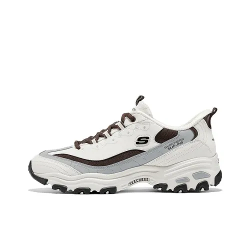 Skechers D'LITES 1,0 Амортизация Дышащий Увеличение Высоты Низкий Топ Кроссовки Мужские Белый Коричневый Серый