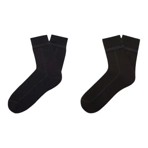 Ermenegildo Zegna 2 пачки черный + морской синий мужские носки MID до икры