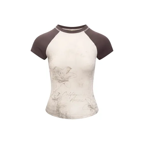 Ariseism Бежевый & Кофе Женские Футболки