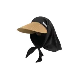 Черный солнцезащитный повязок на голову, соломенная шляпа