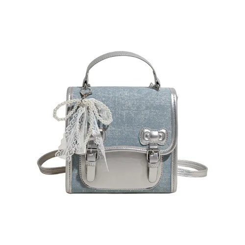 Yi Brigade ПУ (полиуретан) Панель из денима Рюкзак Стандартный Women's Silver Светло-синий Темно-синий Черный