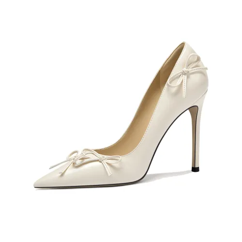 Lily Wei Слушая Луна'S Delay Узкий каблук Высокие каблуки Женские Экрю