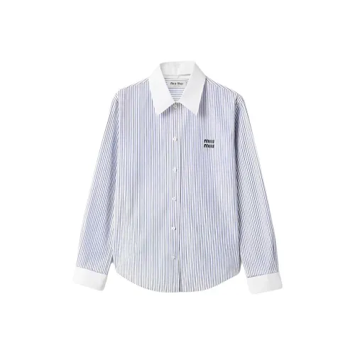 MIU MIU Синий с Белым Lettering Женские Рубашки