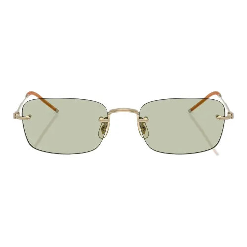 Oliver Peoples Титан Прямоугольные Солнцезащитные очки Мужские Золотые