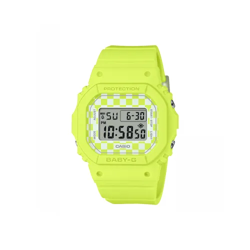 Casio Малыш G Small Block Кварцевый механизм Смольный ремешок Часы для женщин Желтый циферблат